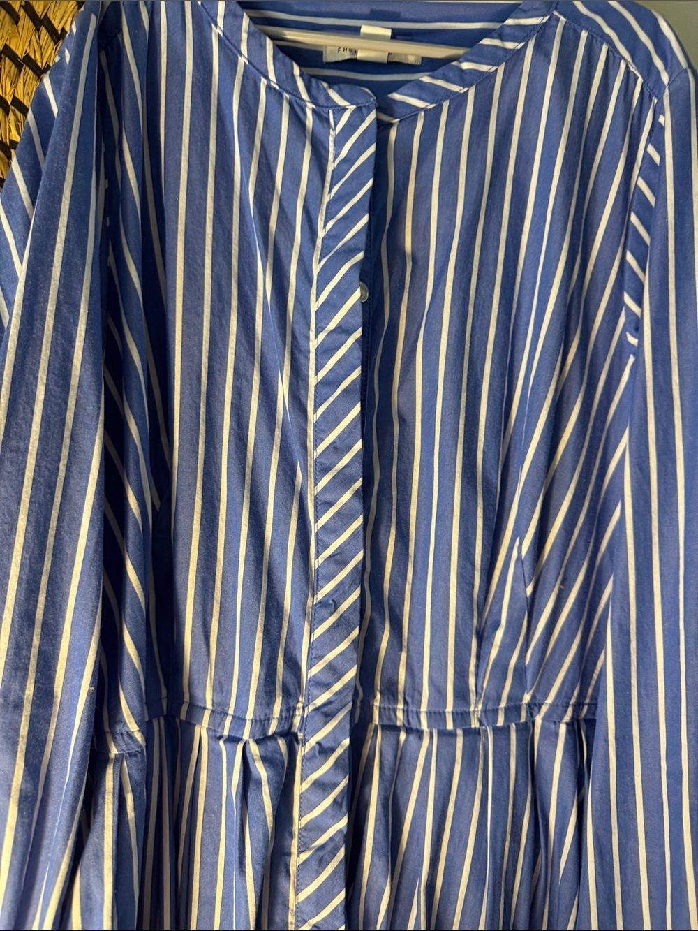 Blue and White Striped Maxi Dress - Casual Tie-Front - Picture 3 of 4